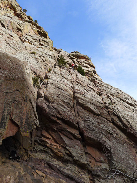 Climber at first belay.