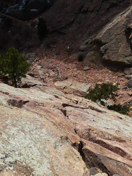 Looking down the route on P1.