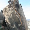 Half Moon Boulder - North, North Arete Topo
