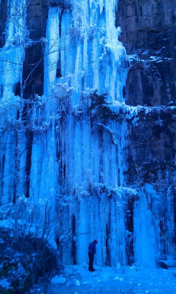 My favorite section to climb at Sandstone primarily because of the variety ice in the climb.
