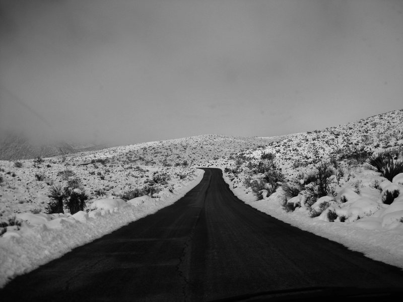 Driving through the Red Rock Loop after heavy snowfall on 12/18/08.