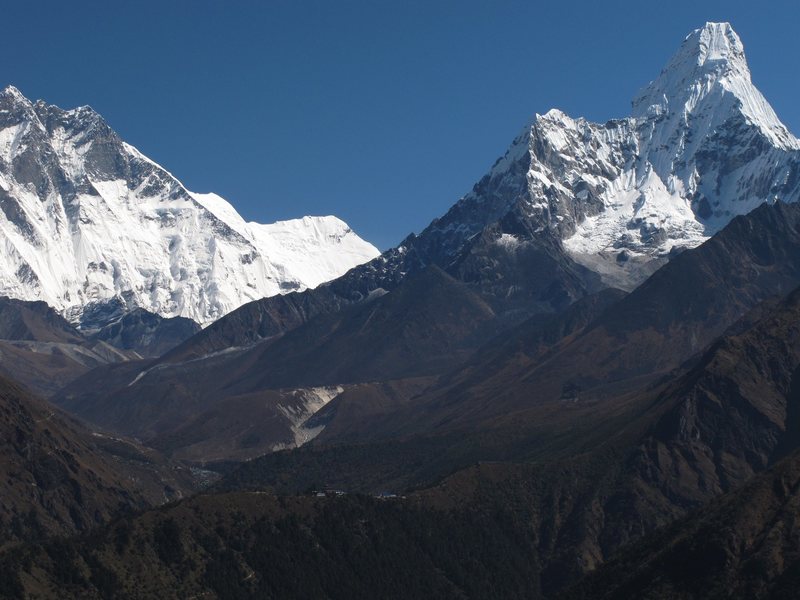 Ama Dablam with the Tengboche Monastery on the ridge in the foreground