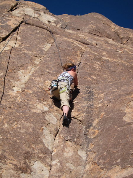 Jo, on Jack, at the crux.