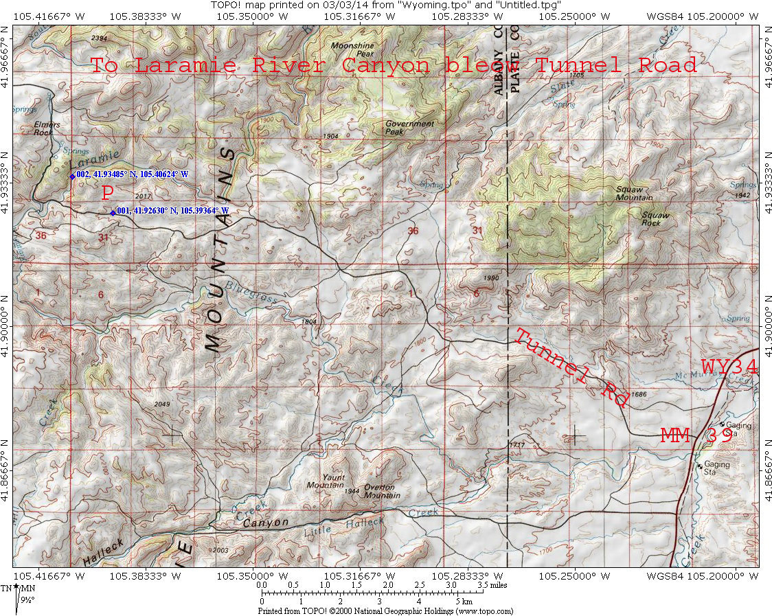 Map 1: Laramie River Canyon Access Below Tunnel Rd. Route From Wy State 