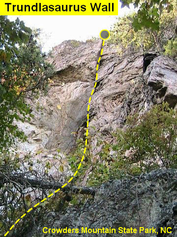 Trundlasaurus Wall<br>
<br>
Christmas Present(5.8) Trad<br>
<br>
Crowders Mountain State Park, North Carolina