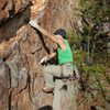 Red Wall<br>
<br>
Axis(Bold As Love)(5.11+) Mixed<br>
<br>
Crowders Mountain State Park, North Carolina