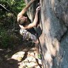 Middle Finger Backside <br>
<br>
Ian Balman leads <br>
Pleasant Dreams(5.8) Trad <br>
<br>
Crowders Mountain State Park, North Carolina