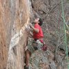 Red Wall<br>
<br>
Fashion Direct(5.12c) sport (pre-clipped)<br>
<br>
Crowders Mountain State Park, North Carolina