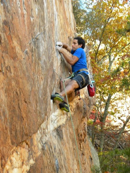 Red Wall <br>
<br>
Fashion (5.12b) sport <br>
<br>
Crowders Mountain State Park, North Carolina<br>