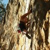 Red Wall<br>
<br>
The Gimp (5.10d) sport<br>
<br>
Crowders Mountain State Park, North Carolina