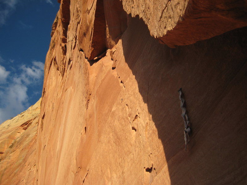 looking up at the third pitch from the belay.