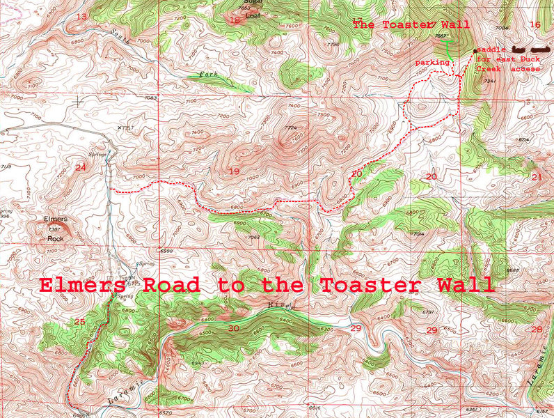 East Duck Creek Canyon Access just past Toaster Wall parking
