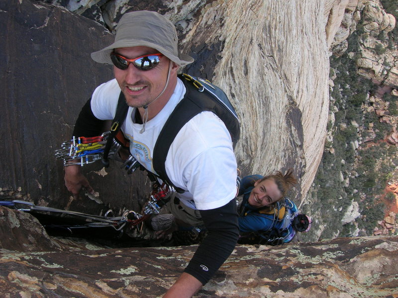 mark and Amy getting to the top of Group Therapy.