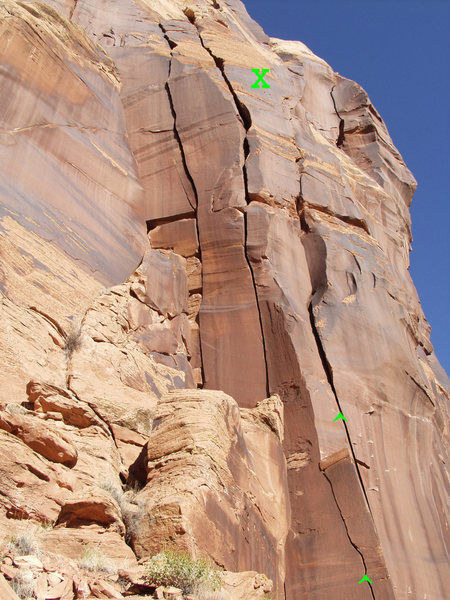 Arete Crack Anchors are below 'X'