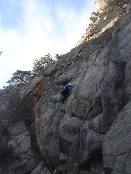 Ben Larson starting up the dike.
