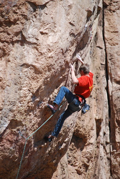 Halfway through the crux section.