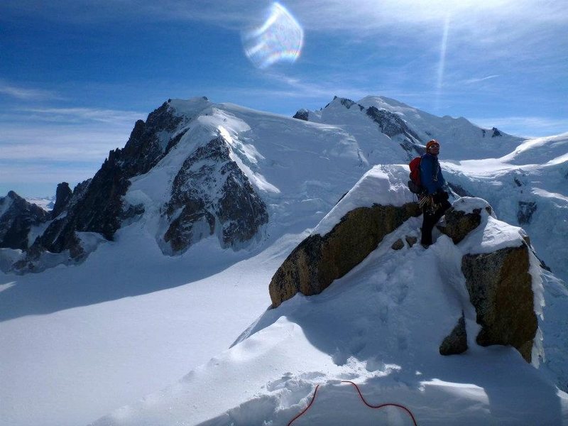 Enjoying the view!<br>
With Triangle du Tacul and Mont Blanc in the background