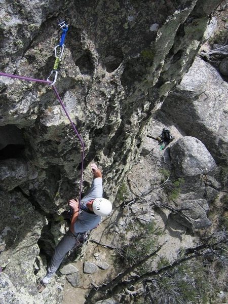 Jugs galore on this steep face.