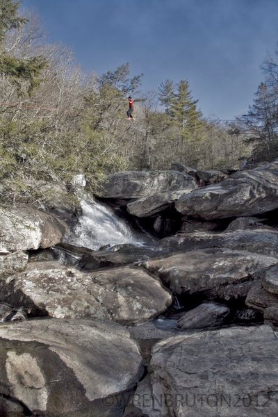 FA on the Hebron Rock Colony Line!<br>
Slack Liner: Mike Holley<br>
Photographer: Wren Bruton