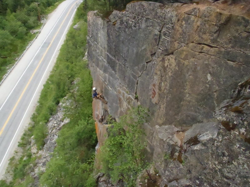 Hunter near the crux