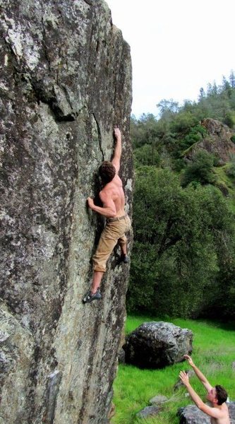 two moves from the top. Guy spotting is 6'1". It's TALL!