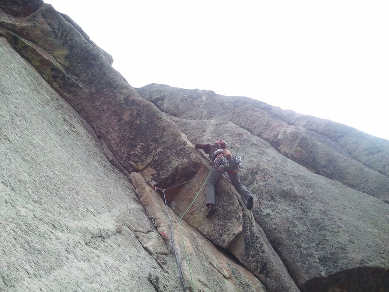 Colin Simon working the heady crux of Perelandra on 3-31-12.