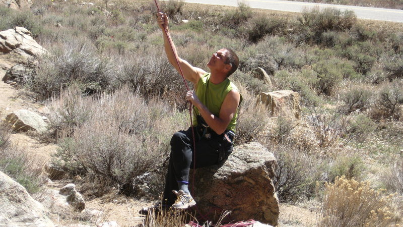 Long time local ne'er-do-well Joe M.<br>
On belay, man, on belay.