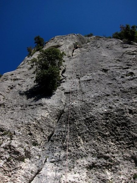 Nearly the first belay station on L'Arco dei Guaitechi