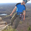 Belaying on top of the first pitch of High Exposure in the Gunks.  