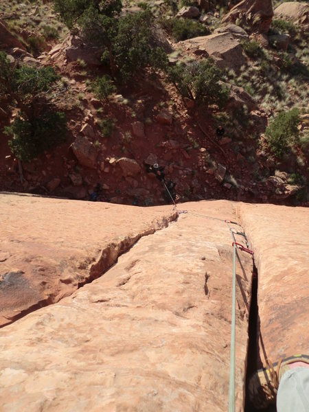 Looking down the route from the sharp end
