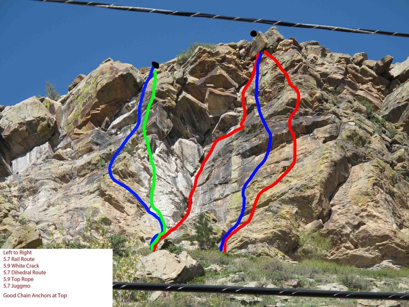 Beta view of the black and white dihedral North of the Cave Route.