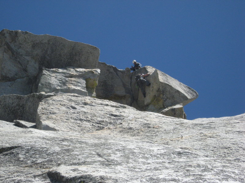 Nathan Fitzhugh belaying Agina Sedler as she starts onto the horn.