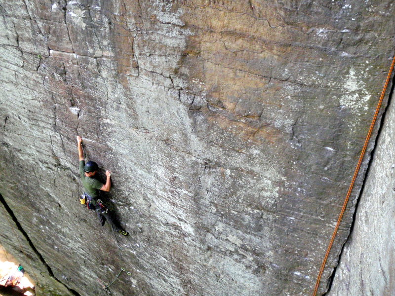 Nate Fasel of Illinois Red-pointing his hardest gear lead to date. Photo by Ryan Quinn on my crappy point and shoot