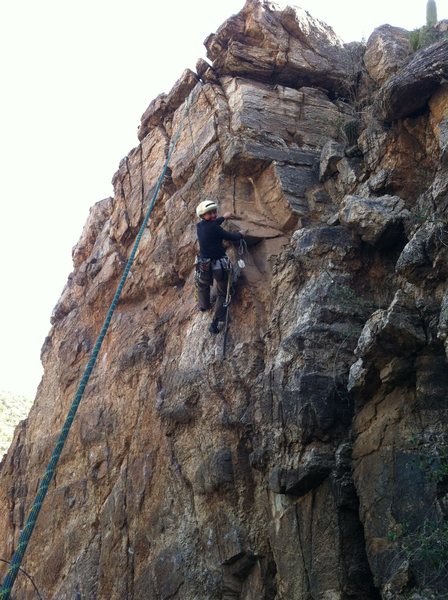 Kristina cleaning loose rock off "Bebop"