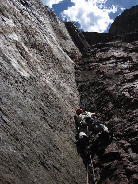 Pitch 4 crux, 5.11+.