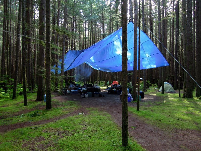 Big blue tarp at Colins Camp