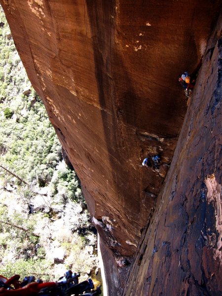 GWB climbing the 4th pitch of Dark Shadows. A sweet pitch with a no hands rest part way up.