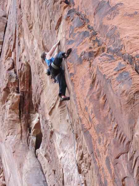 Mike in the middle of Lunatic's crux.