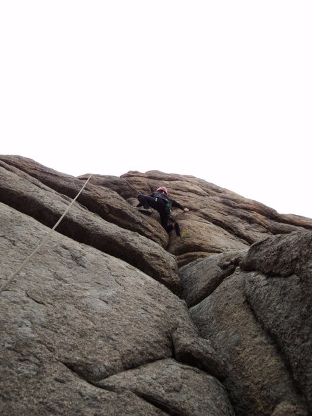 Deb gets into the delicate bit above the slab and your last piece of gear for a bit.