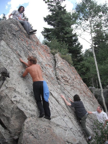 Fun easy climbing on an unnamed boulder