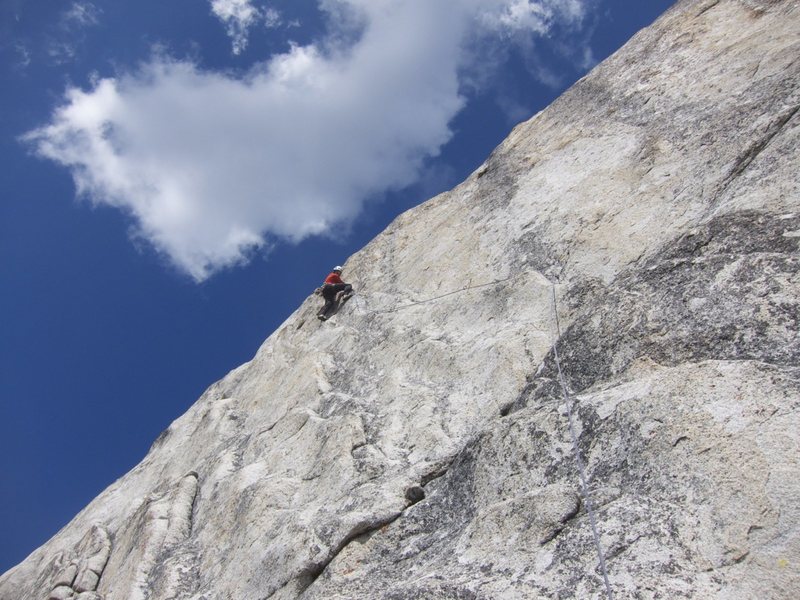 Alpine sport wanker at the 5th bolt on Mega Bleam.