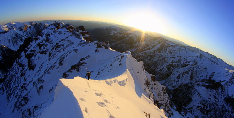 working up the NE ridge on Pyramid<br>
photo copyright Jordan White