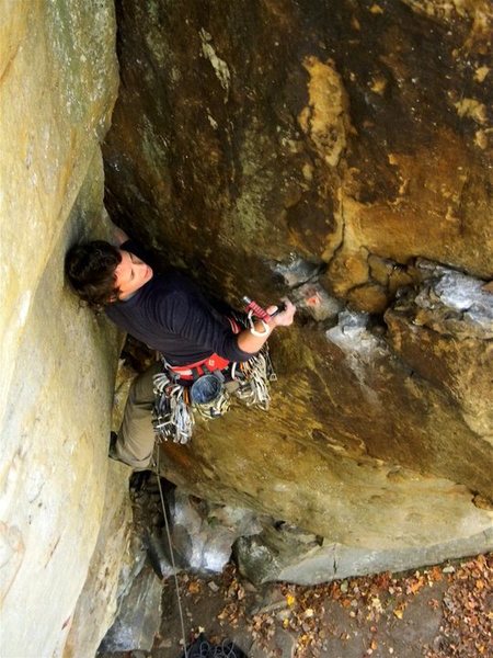 Jessica Hoffmann gearing up the traverse to Wham Bam.