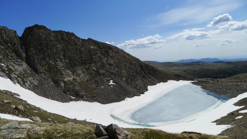 Fall River Reservoir (notch on the left is the crux).