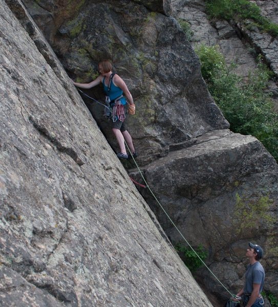 Kristin Knudson, onsight. Her first trad lead. Photo by James Crasta.
