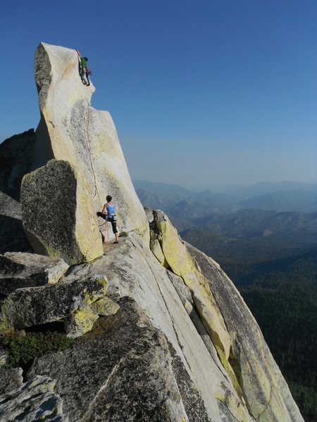 Mark Collar on Our Lady of The Needles 5.7, Adrienne Kentner belaying