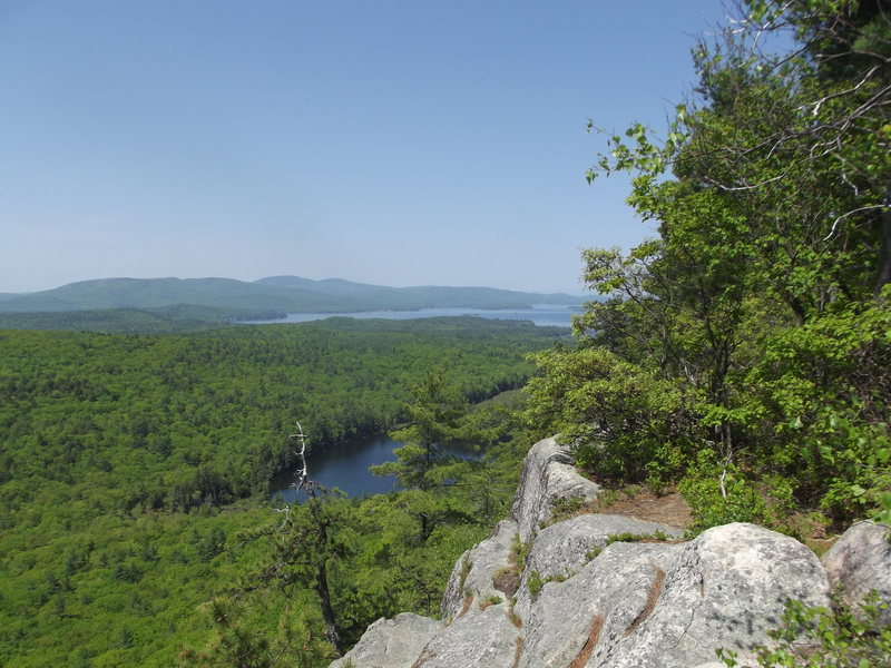 View of the pond from the top you can see Gunstock in the background