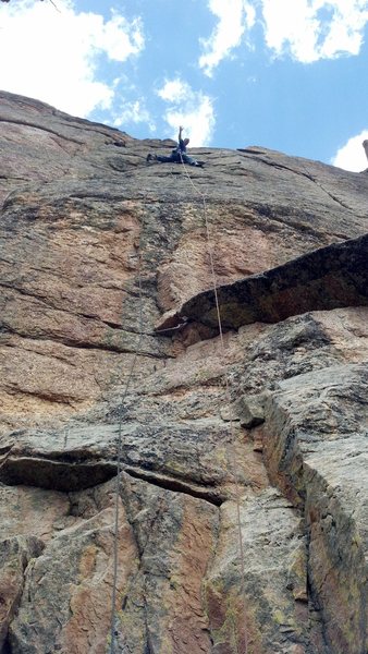 Courtney on the first free ascent.
