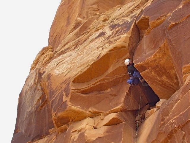 Moving up the 3rd pitch, Langdon Route. Photo by Paul Horton.