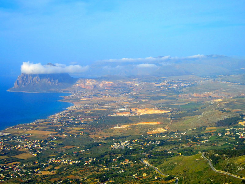 The view from the mountaintop village of Erice toward San Vito Lo Capo.